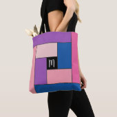 Tote Bag Rectangles Motif (ver1) avec un monogramme personn (De près)