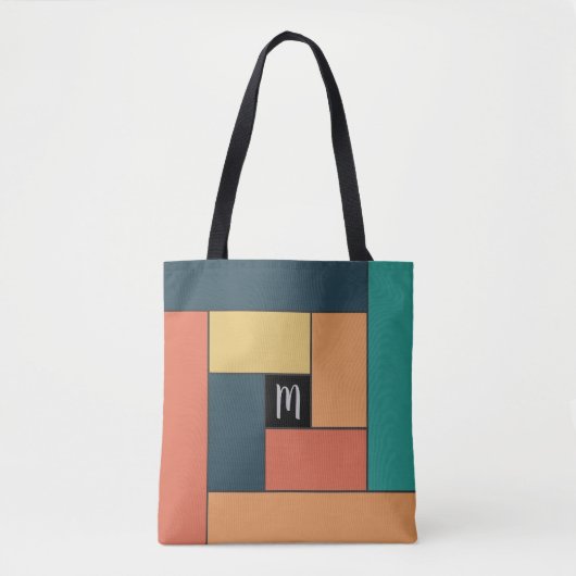 Tote Bag Rectangles Motif (ver2) avec un monogramme personn (Devant)