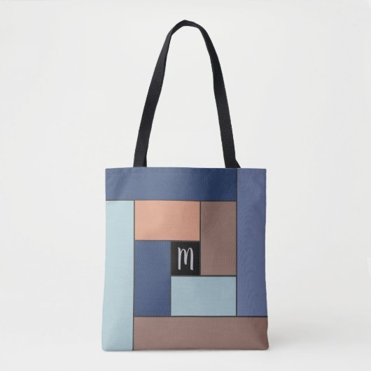Tote Bag Rectangles Motif (ver3) avec un monogramme personn (Devant)
