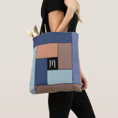 Tote Bag Rectangles Motif (ver3) avec un monogramme personn (De près)