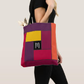 Tote Bag Rectangles Motif (ver4) avec un monogramme personn (De près)