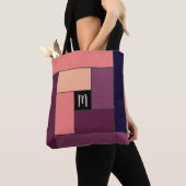 Tote Bag Rectangles Motif (ver5) avec un monogramme personn (De près)