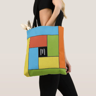 Tote Bag Rectangles Motif (ver8) avec un monogramme personn
