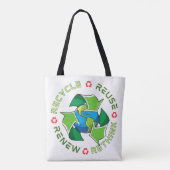 Tote Bag Recycler, Réutiliser, Renouveler, Repenser. Sauvez (Dos)