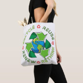 Tote Bag Recycler, Réutiliser, Renouveler, Repenser. Sauvez (De près)