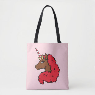 Tote Bag Red Afro Unicorn
