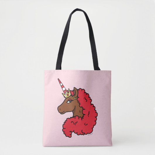 Tote Bag Red Afro Unicorn (Devant)