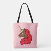 Tote Bag Red Afro Unicorn (Dos)