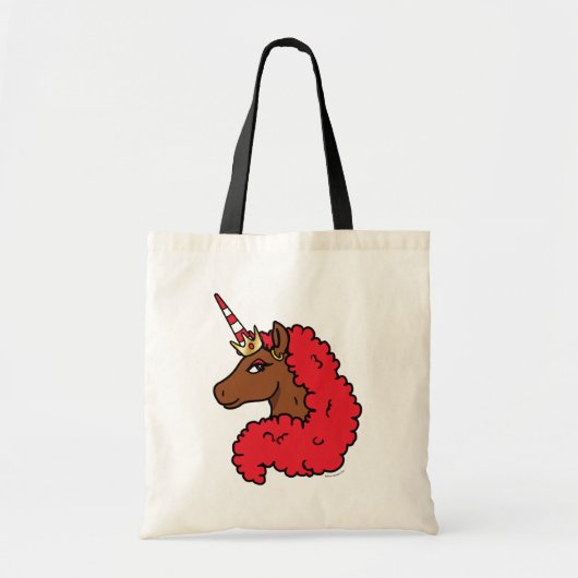 Tote Bag Red Afro Unicorn (Devant)