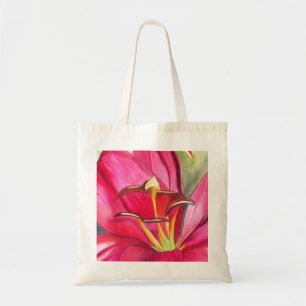 Tote Bag Red Alert peinture à l'aquarelle de fleur de laine