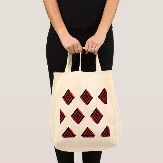 Tote Bag Red and Black Geometric Diamond Pattern Modern Tot (Devant (produit))