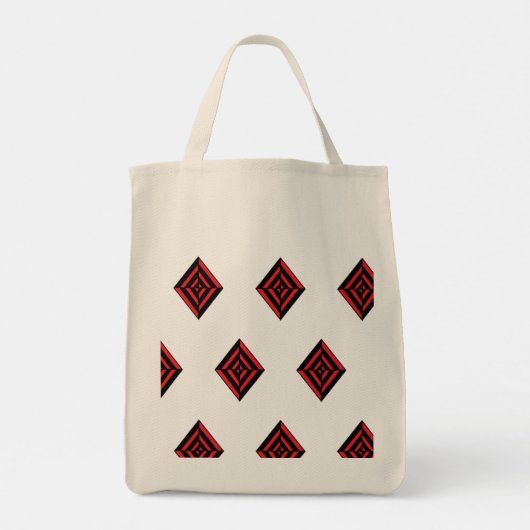 Tote Bag Red and Black Geometric Diamond Pattern Modern Tot (Dos)