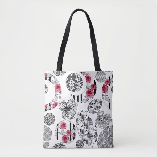 Tote Bag Red and Black, Quilting, Patchwork, Rustic, Modern (Devant)
