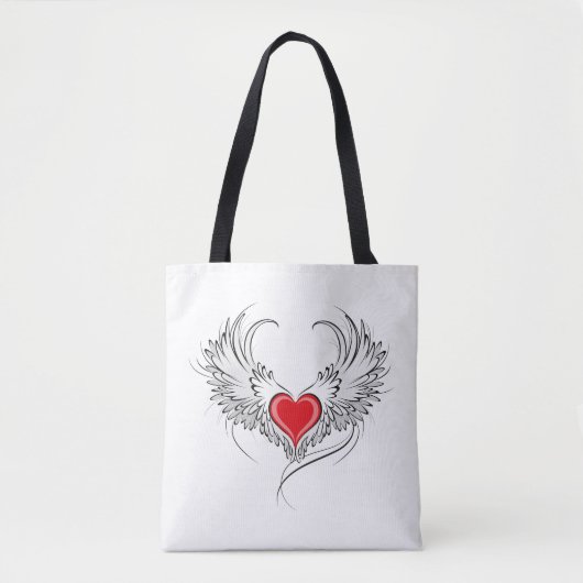 Tote Bag Red Angel Coeur avec ailes (Devant)
