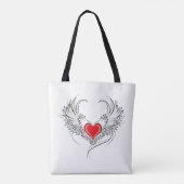 Tote Bag Red Angel Coeur avec ailes (Dos)