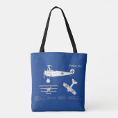 Tote Bag Red Baron Fokker Dr.1 - Plan d'avion ABD (Dos)