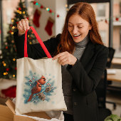 Tote Bag Red Bird & Pine Holiday Nature