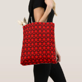 Tote Bag Red Black Buffalo Heart Plaid (De près)