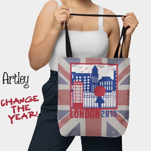Tote Bag Red Blue Royaume-Uni Drapeau Londres Année de scèn