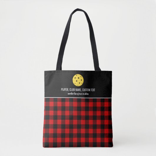Tote Bag Red Buffalo Check Plaid Custom Pickleball Paddle (Devant)