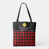 Tote Bag Red Buffalo Check Plaid Custom Pickleball Paddle (Dos)