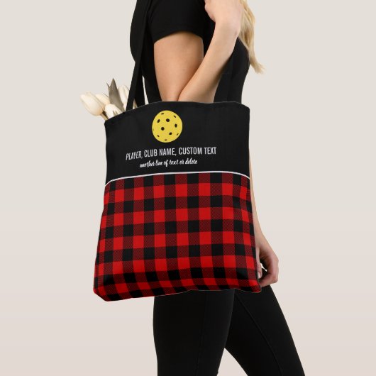 Tote Bag Red Buffalo Check Plaid Custom Pickleball Paddle (De près)