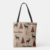 Tote Bag Red Buffalo Plaid & Joyeux bois de Noël (Dos)