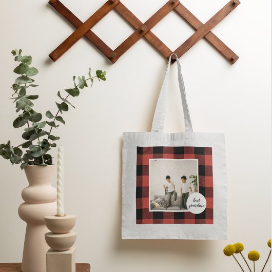 Tote Bag Red Buffalo Plaid Meilleur Cadeau Grand-Mère Avec