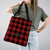 Tote Bag Red Buffalo Plaid Motif Monogramme Bridesmaid