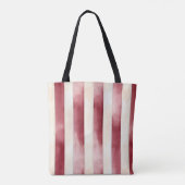 Tote Bag Red Burgundy Cream Stripes Christmas (Dos)