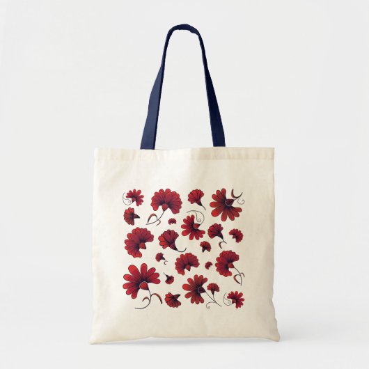 Tote Bag Red Carnation Vector Pattern Flower (Devant)