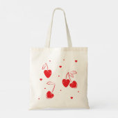 Tote Bag Red Cherry Hearts Whimsical Met Nom de forme (Dos)
