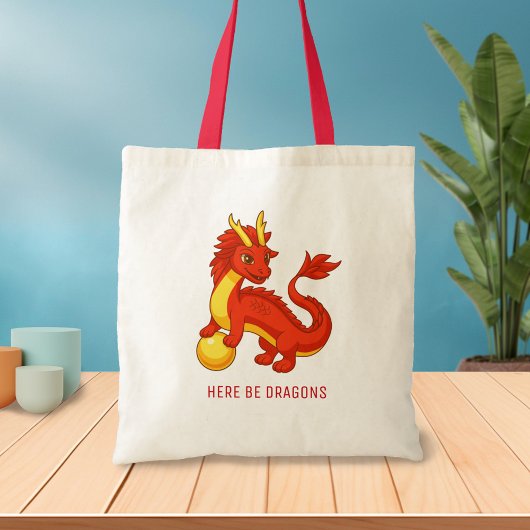 Tote Bag Red Chinese Dragon