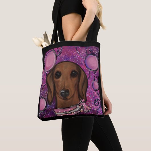 Tote Bag Red Dachshund (De près)