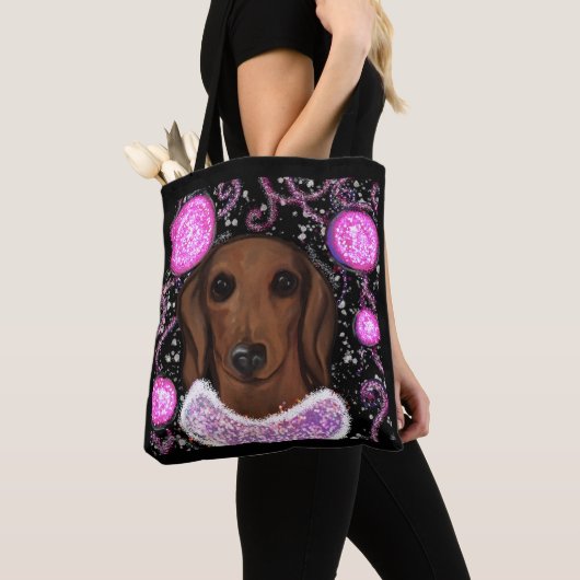 Tote Bag Red Dachshund (De près)