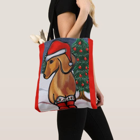 Tote Bag Red Dachshund (De près)