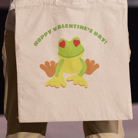 Tote Bag Red Eyed Tree Frog Hoppy Valentine's Day