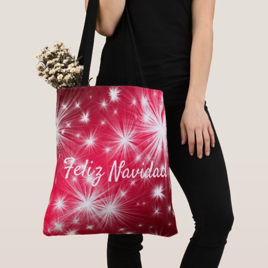 Tote Bag Red Feliz Navidad Fourre-tout fête Noël (De près)