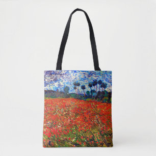 Tote Bag Red Flower Field, Van Gogh