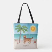 Tote Bag Red Golden Retriever À Une Plage Tropicale D'Été (Dos)