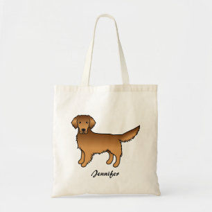 Tote Bag Red Golden Retriever Dessin Chien et Nom personnal