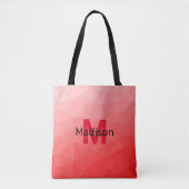 Tote Bag Red gradient geometric mesh pattern Monogram (Devant)