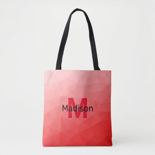 Tote Bag Red gradient geometric mesh pattern Monogram (Devant)