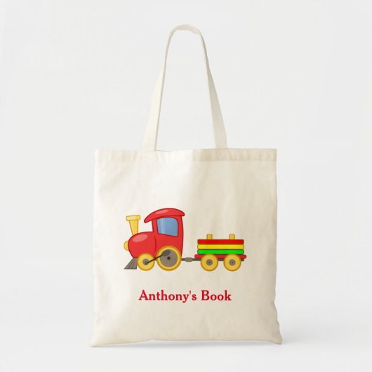 Tote Bag Red Green & Blue train enfants bibliothèque nommée (Devant)