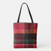 Tote Bag Red Green Madras Plaid Réutilisable (Dos)