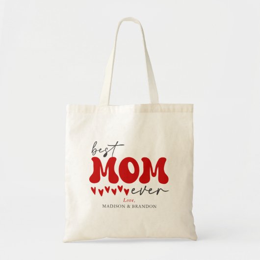 Tote Bag Red Grey mignonne meilleure maman jamais (Devant)