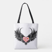 Tote Bag Red heart angel black wings (Dos)
