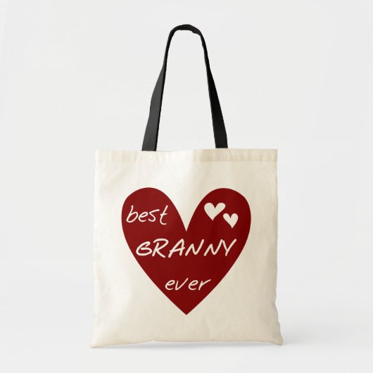 Tote Bag Red Heart Best Granny Ever Tshirts et cadeaux (Devant)