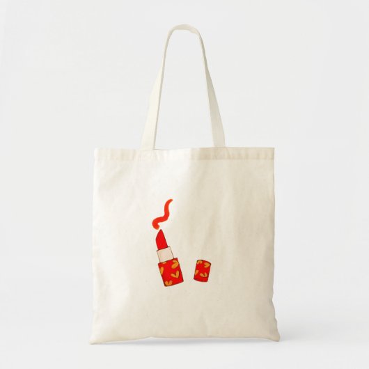 Tote Bag Red Heart Lipstick Pop Art Design (Devant)