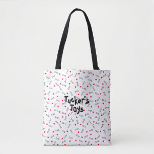 Tote Bag Red Hearts White Bones Fourre-tout